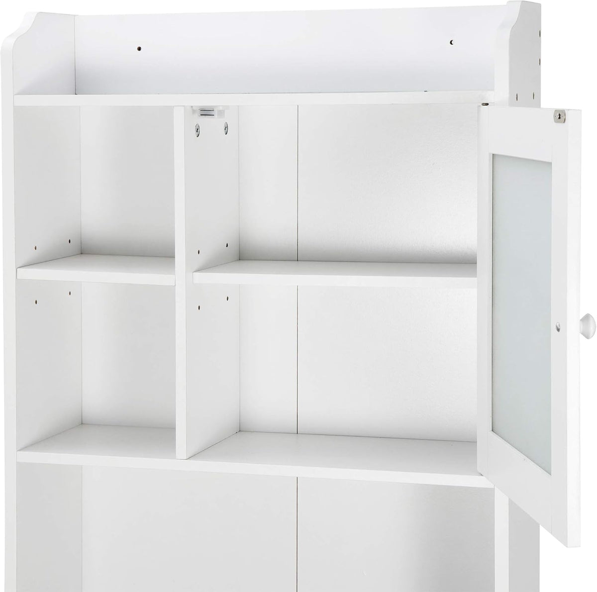 White 4-Tier Over The Toilet Storage Cabinet with Adjustable Shelves and Tempered Glass Door I913