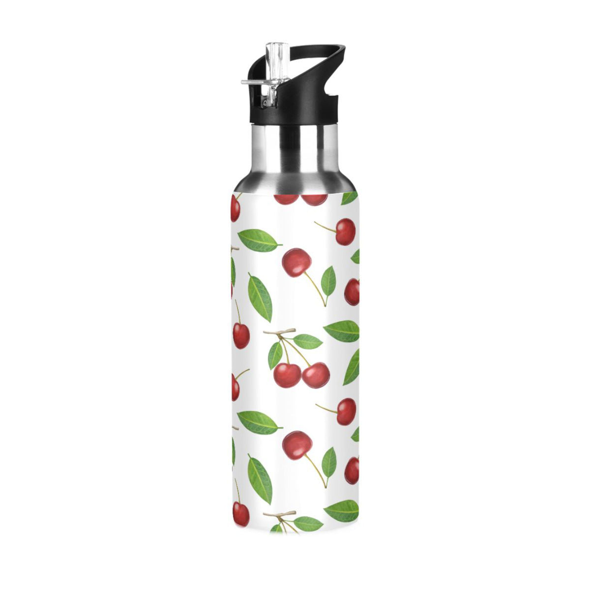 Stainless Steel Insulated Thermos Vacuum Flask Water Bottle with Straw Lid B324538