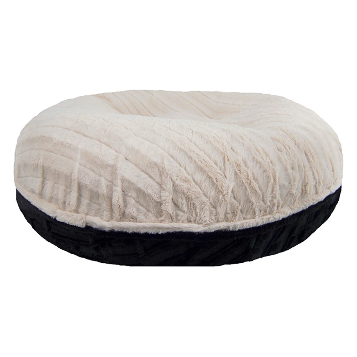 Black Extra Plush Faux Fur Bagel Pet Bed F198