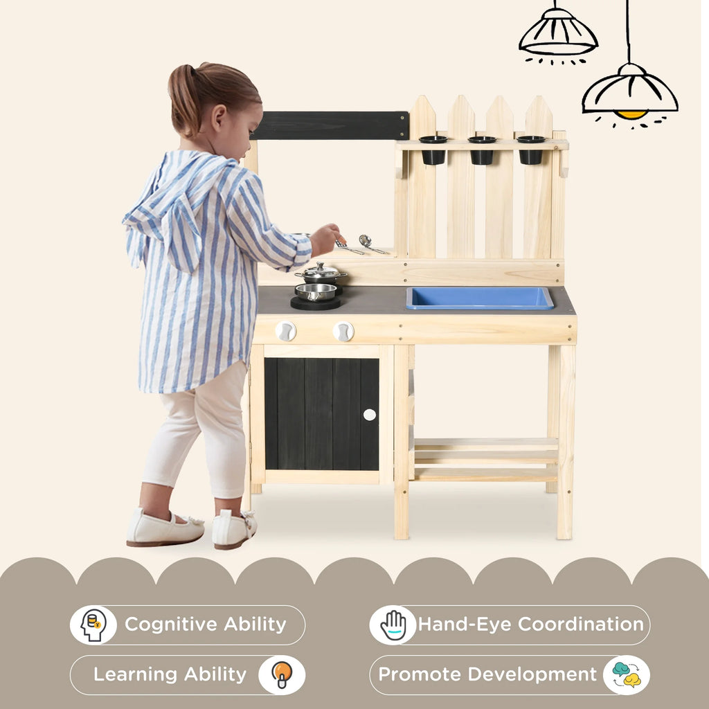 Outdoor Wooden Kitchen Play Set with Removable Sink M581