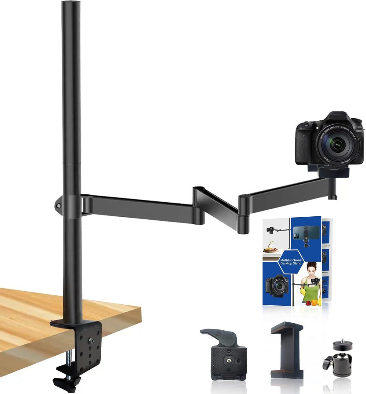 Overhead Camera Mount Rig Stand with Flexible Arm and 360° Ball Head U501