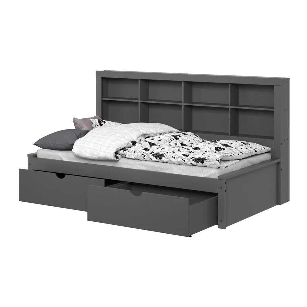 Dark Grey Twin Bookcase Day Bed B579