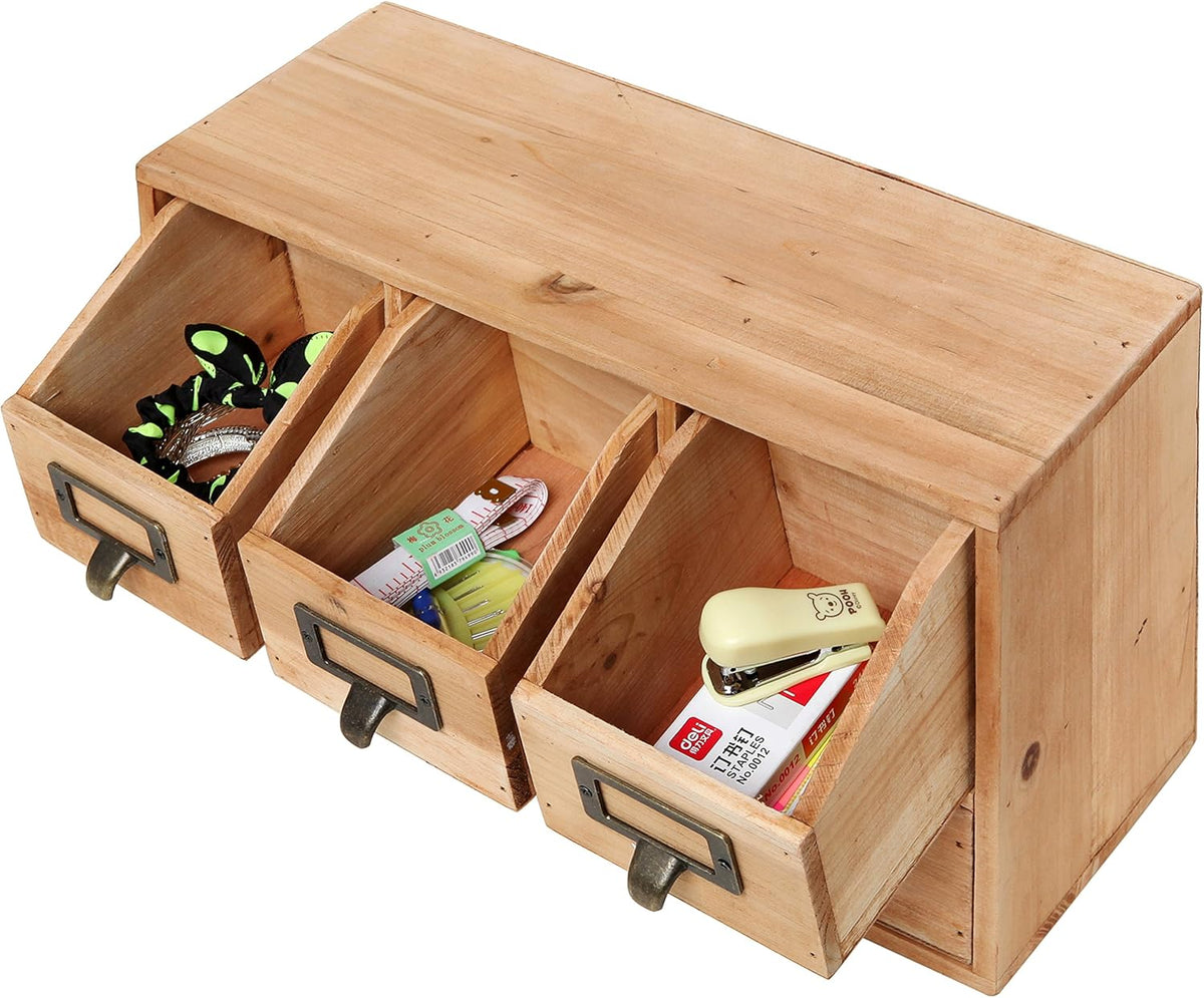 Light Brown Wood 4 Drawer Desktop Organizer Cabinet G170694