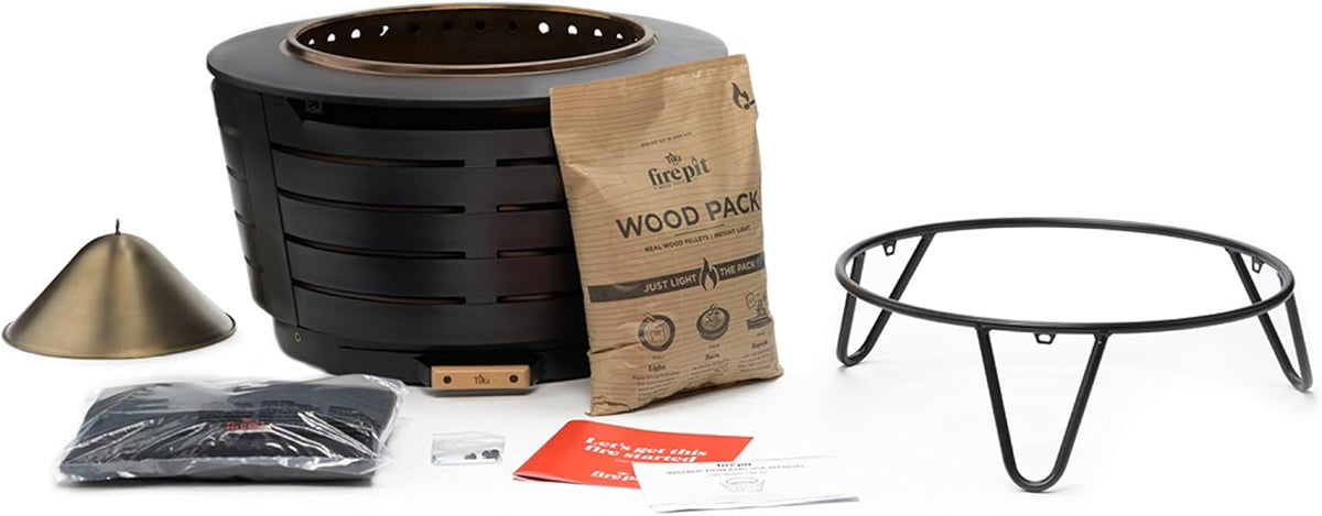 25 Inch Stainless Steel Low Smoke Fire Pit with Wood Pack and Cloth Cover T858295