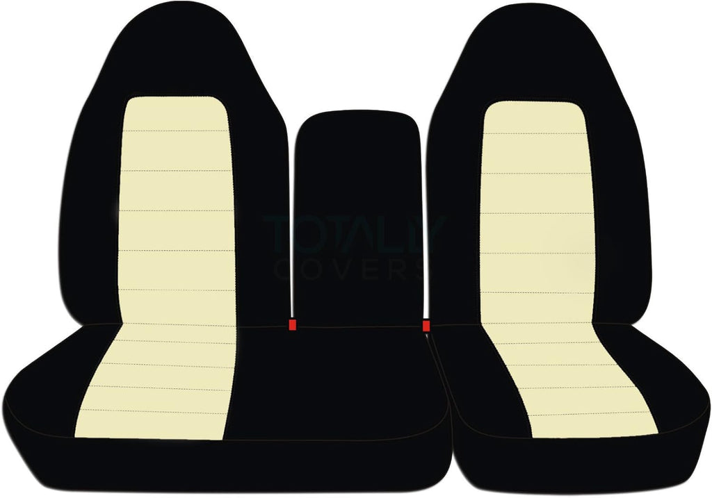 Black & Charcoal Two-Tone Front 40/60 Split Bench Truck Seat Covers S5138
