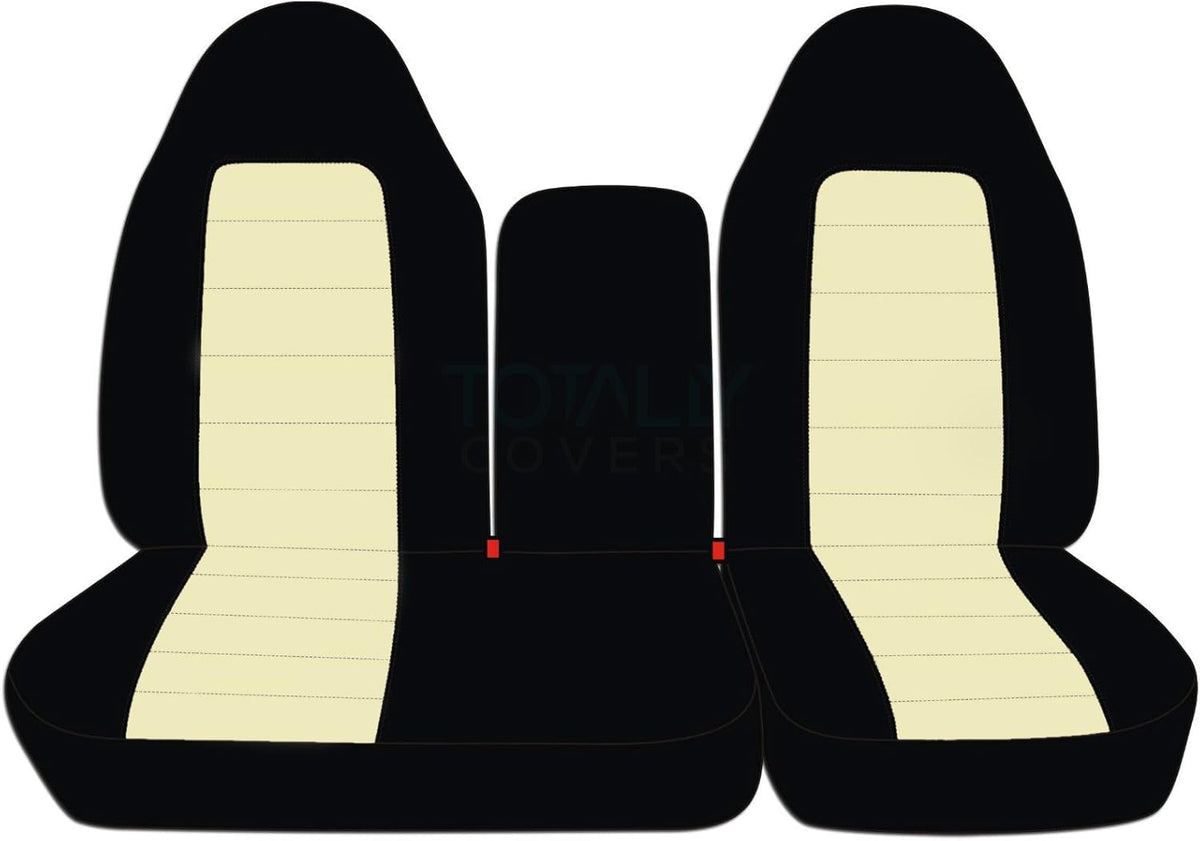 Black & Charcoal Two-Tone Front 40/60 Split Bench Truck Seat Covers S5138
