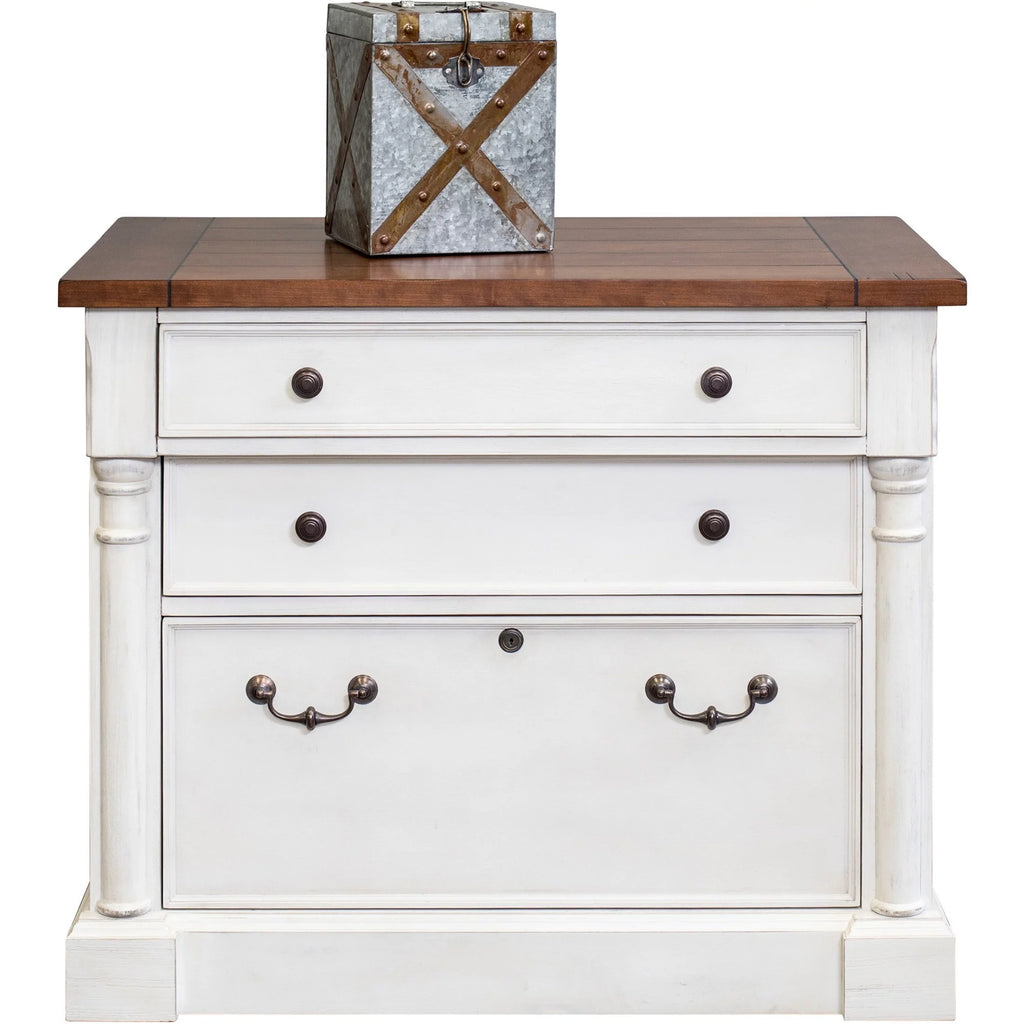 White 3 Drawer Rustic Wood File Cabinet H210