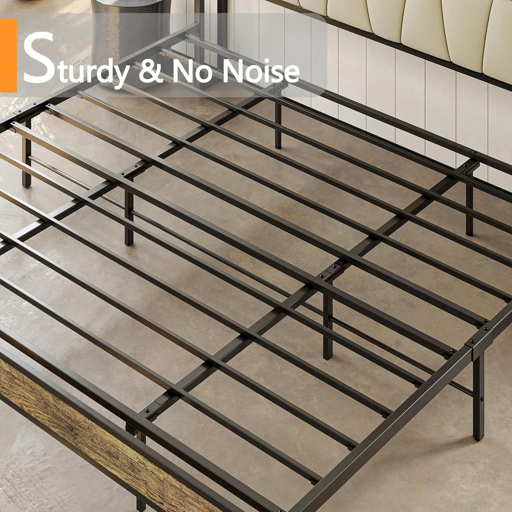 King Bed Frame with Storage Headboard and Charging Station R71304