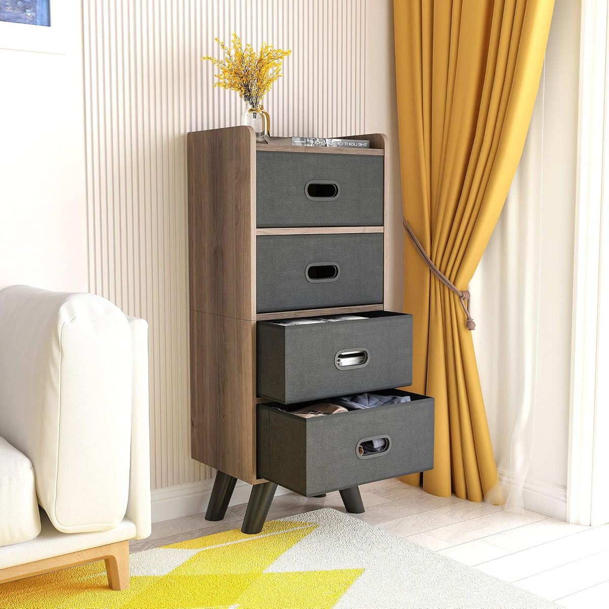 4 Drawer Wood Top Storage Dresser H456689