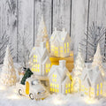17 Piece Christmas Village Set with 4 LED White Ceramic Houses, 4 Ceramic Trees, Plastic Truck, 7 Branch Trees G59358