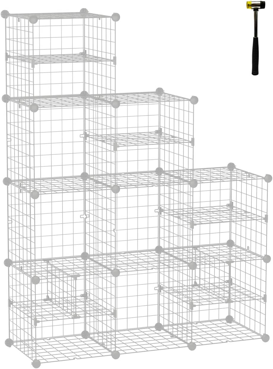 Wire Cube Storage Organizer, Metal Bookshelf, Modular Storage Shelving Black F922