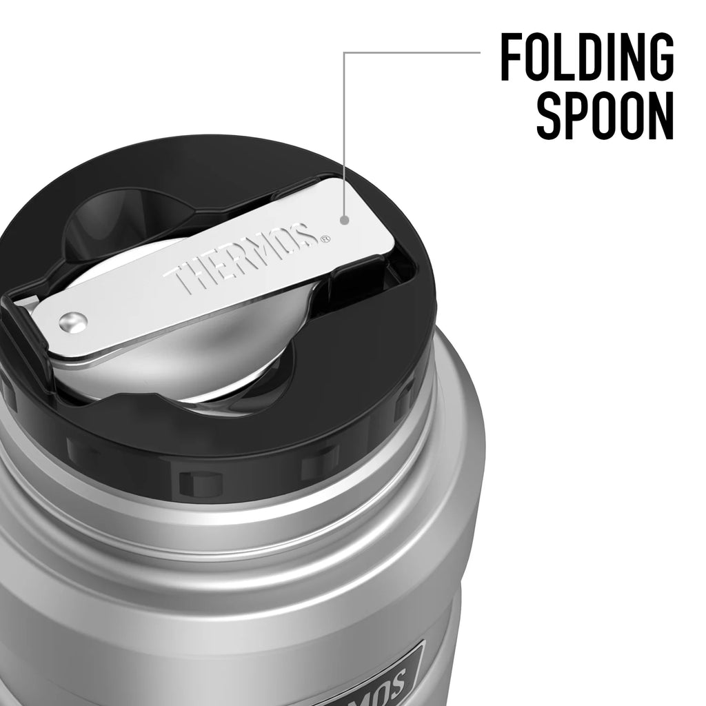 Stainless Steel Food Jar with Folding Spoon, 16oz N9752