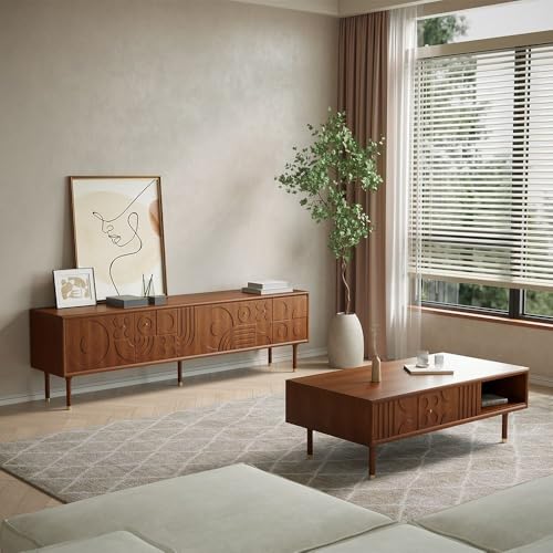 Walnut Wood TV Stand with Storage, 70.87" Y971982