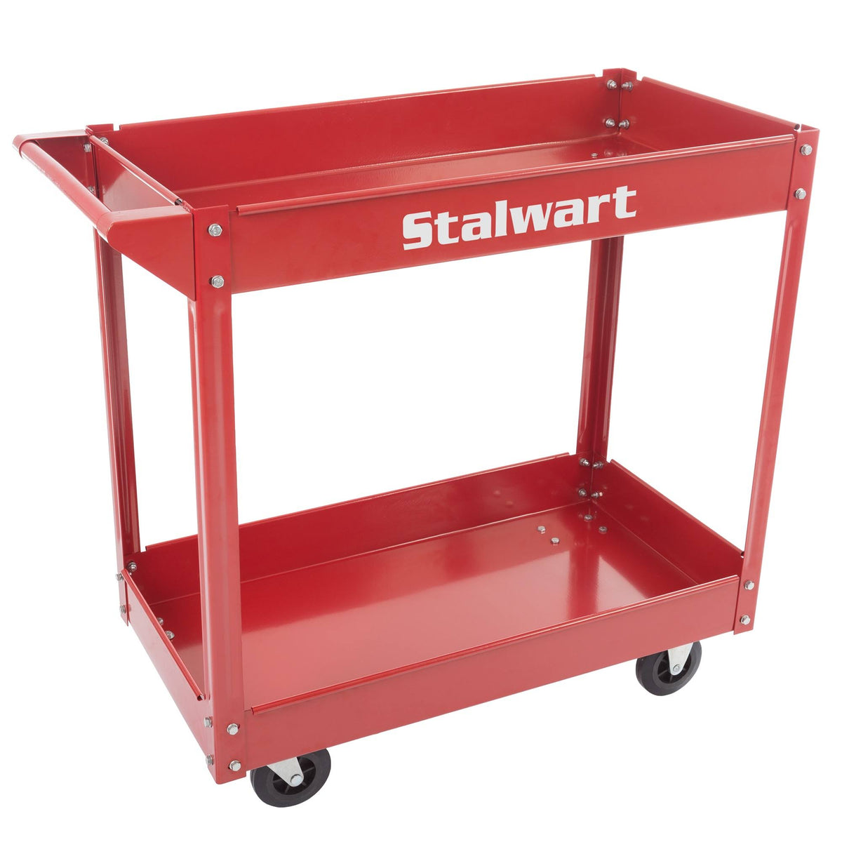 Metal Service Utility Cart with Two Storage Tray Red V5754