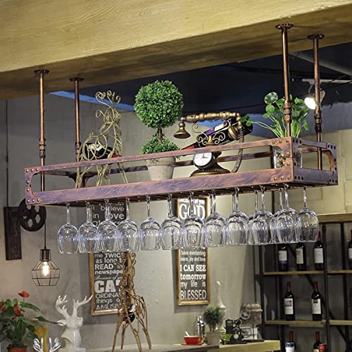 Bronze Metal Wall-Mounted Wine Glass Rack, 80x35cm W164256