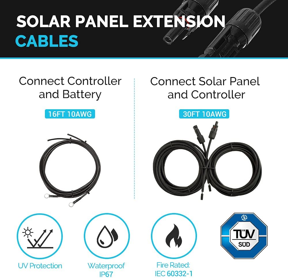 300 Watts 12 Volts Monocrystalline Solar RV Kit with 30A PWM LCD Charge Controller Y2819