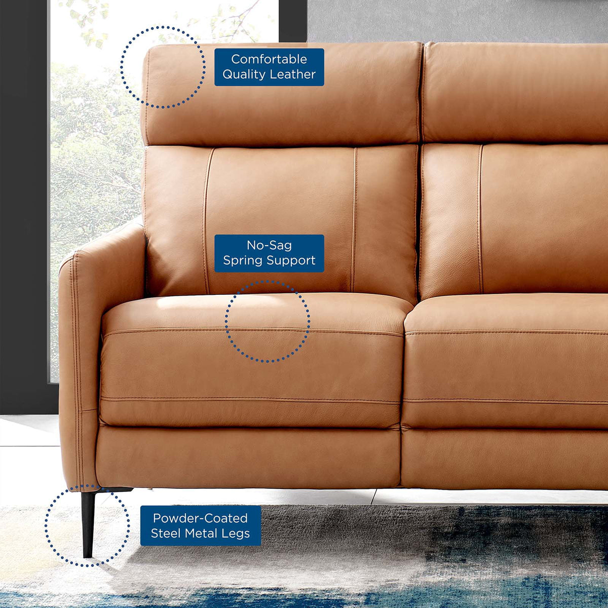 Tan Leather Sofa Y76159