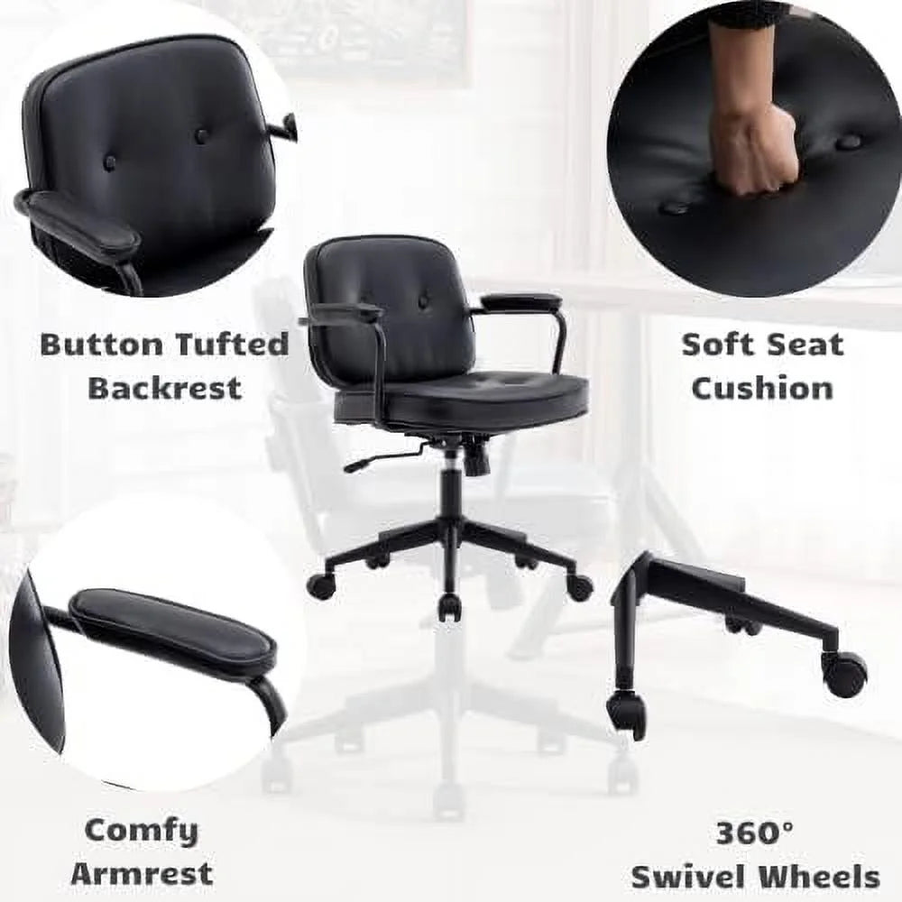 Beige Linen Fabric Armless Office Chair with Wheels N262