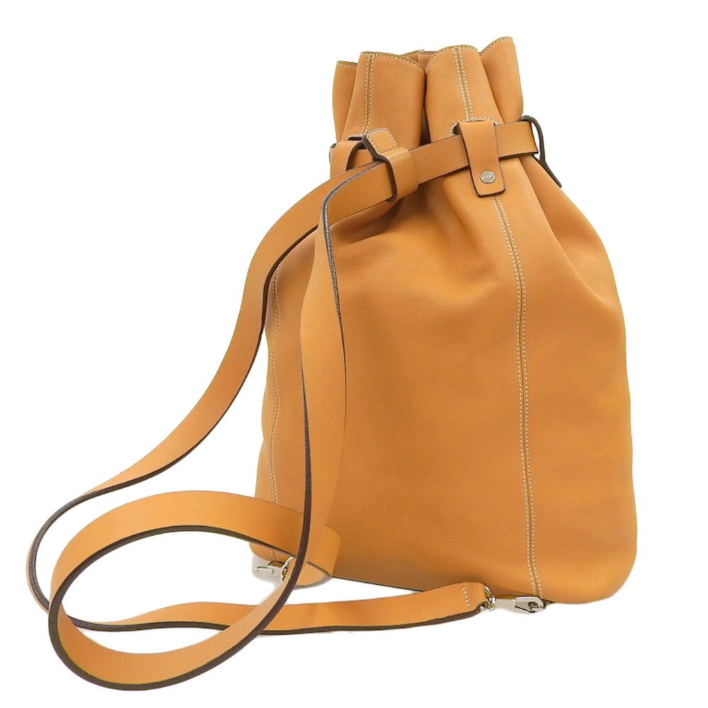 Camel Leather Drawstring Backpack B171