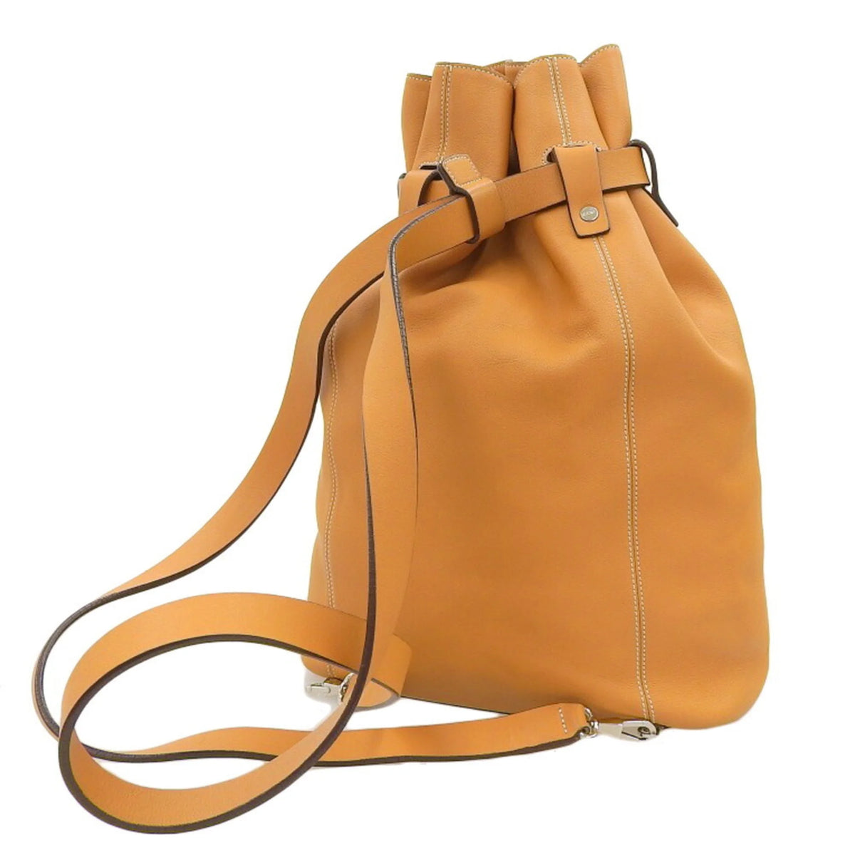 Camel Leather Drawstring Backpack B171
