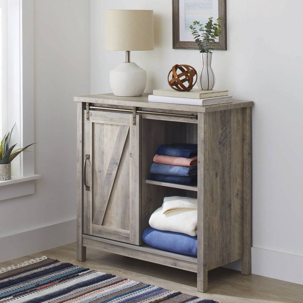 Rustic Gray Accent Storage Cabinet W8473