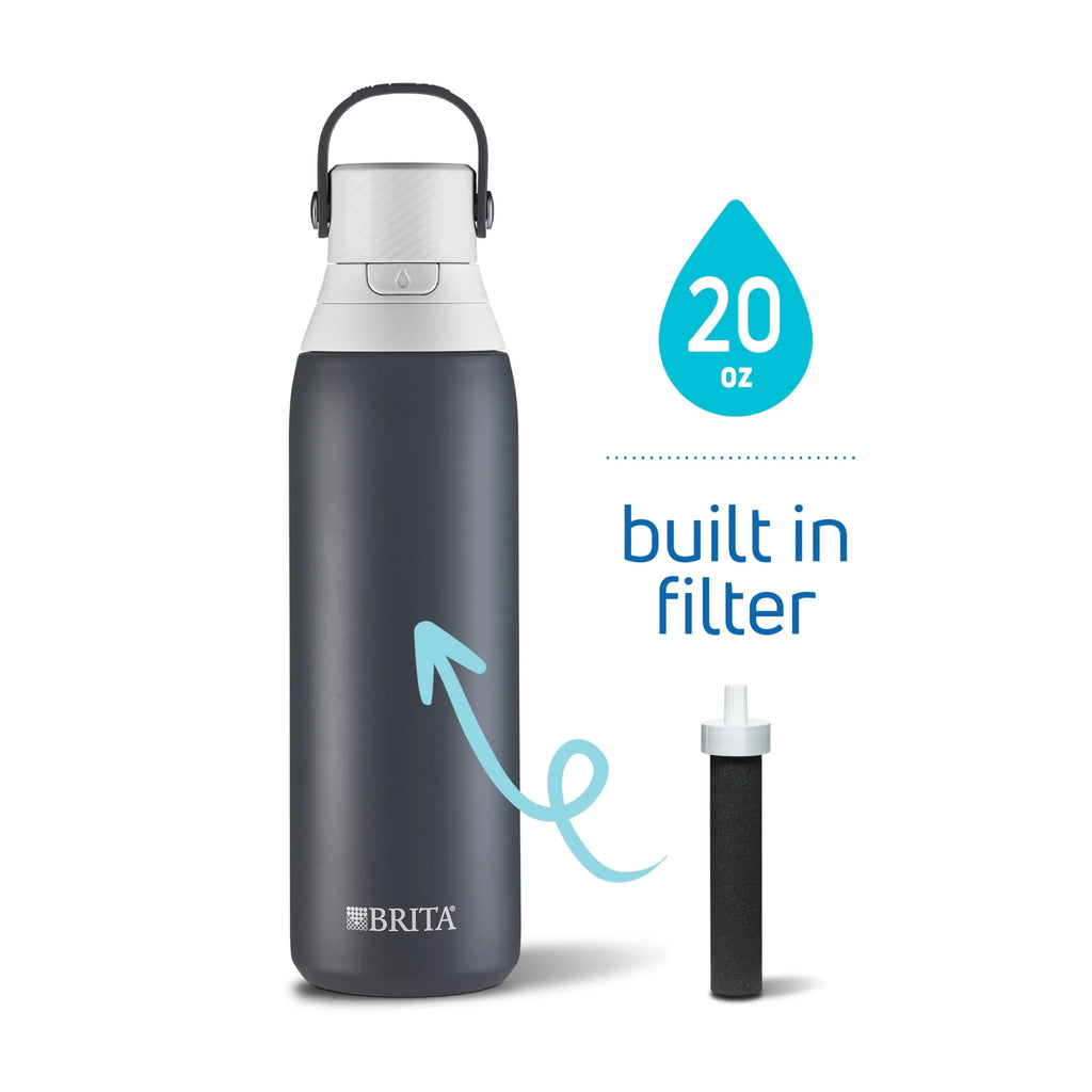 20 oz Stainless Steel Filtered Insulated Water Bottle with Straw H227878
