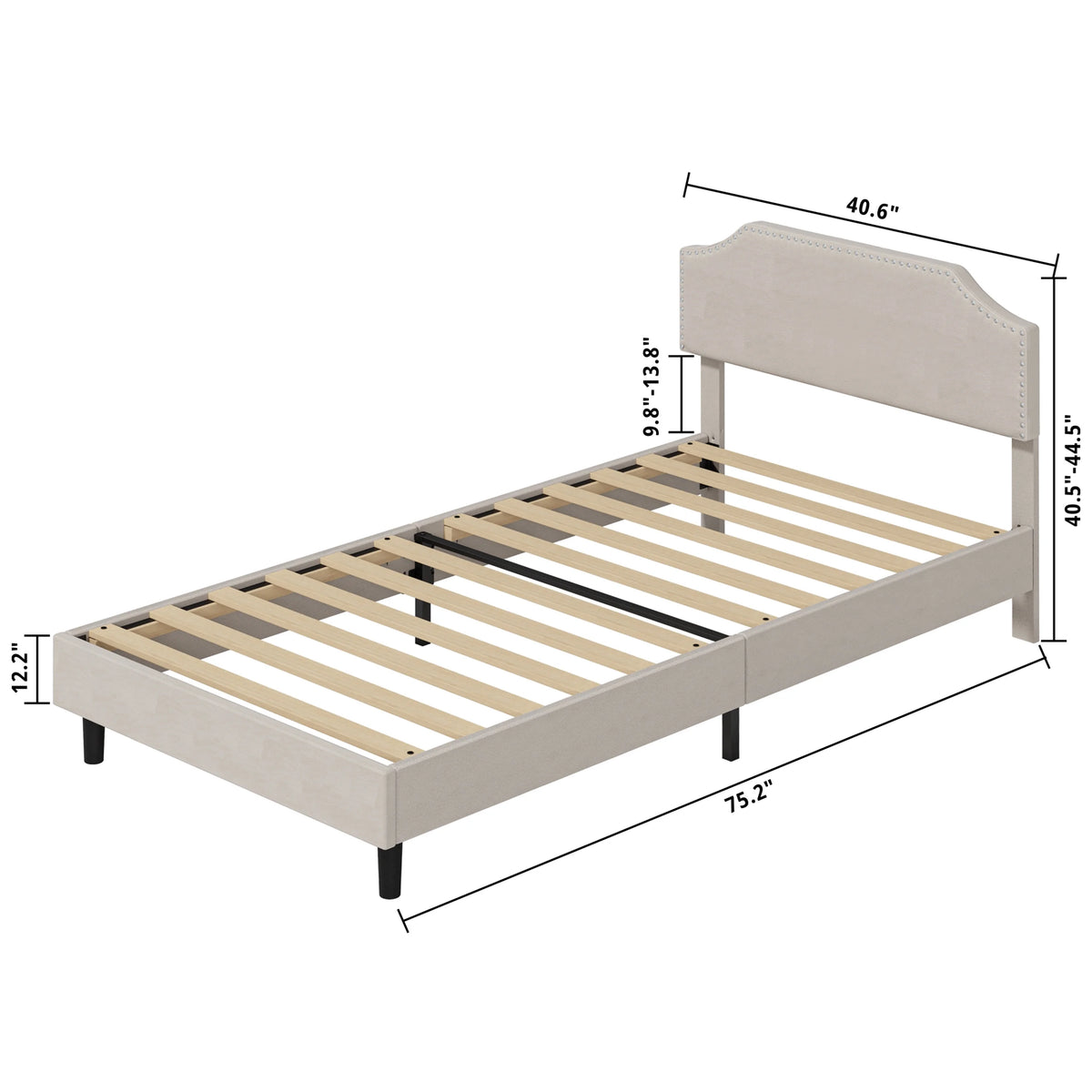 Upholstered Twin Bed Frame with Adjustable Headboard B23062