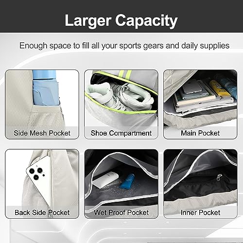 Drawstring Backpack with Shoes Compartment and Wet Proof Pocket S166