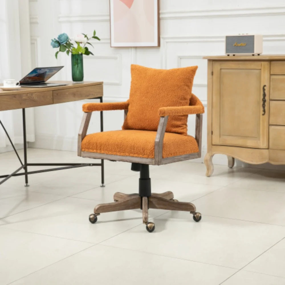 Orange Adjustable Swivel Fabric Office Chair V689531
