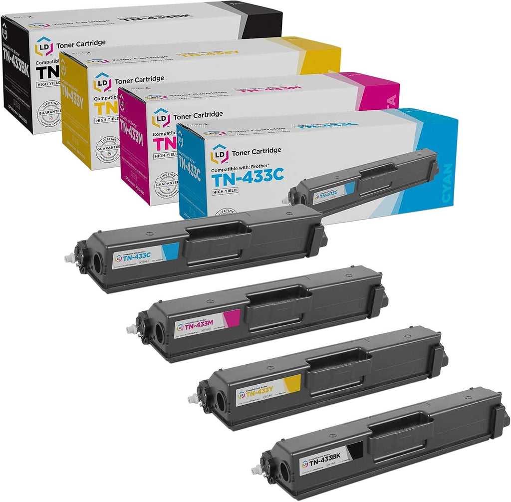 Compatible Toner Cartridge 4-Pack for Brother TN433 High Yield X2871