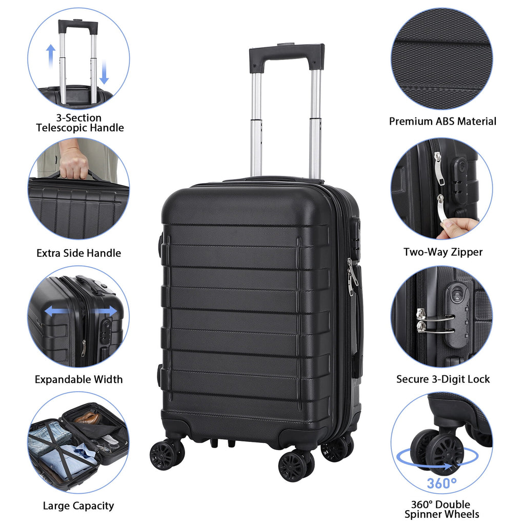 22-inch Hardside Expandable Spinner Luggage Black R27411