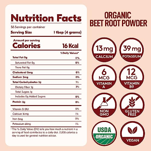 Organic Beet Root Powder - 225 Servings, 2 lb B48316