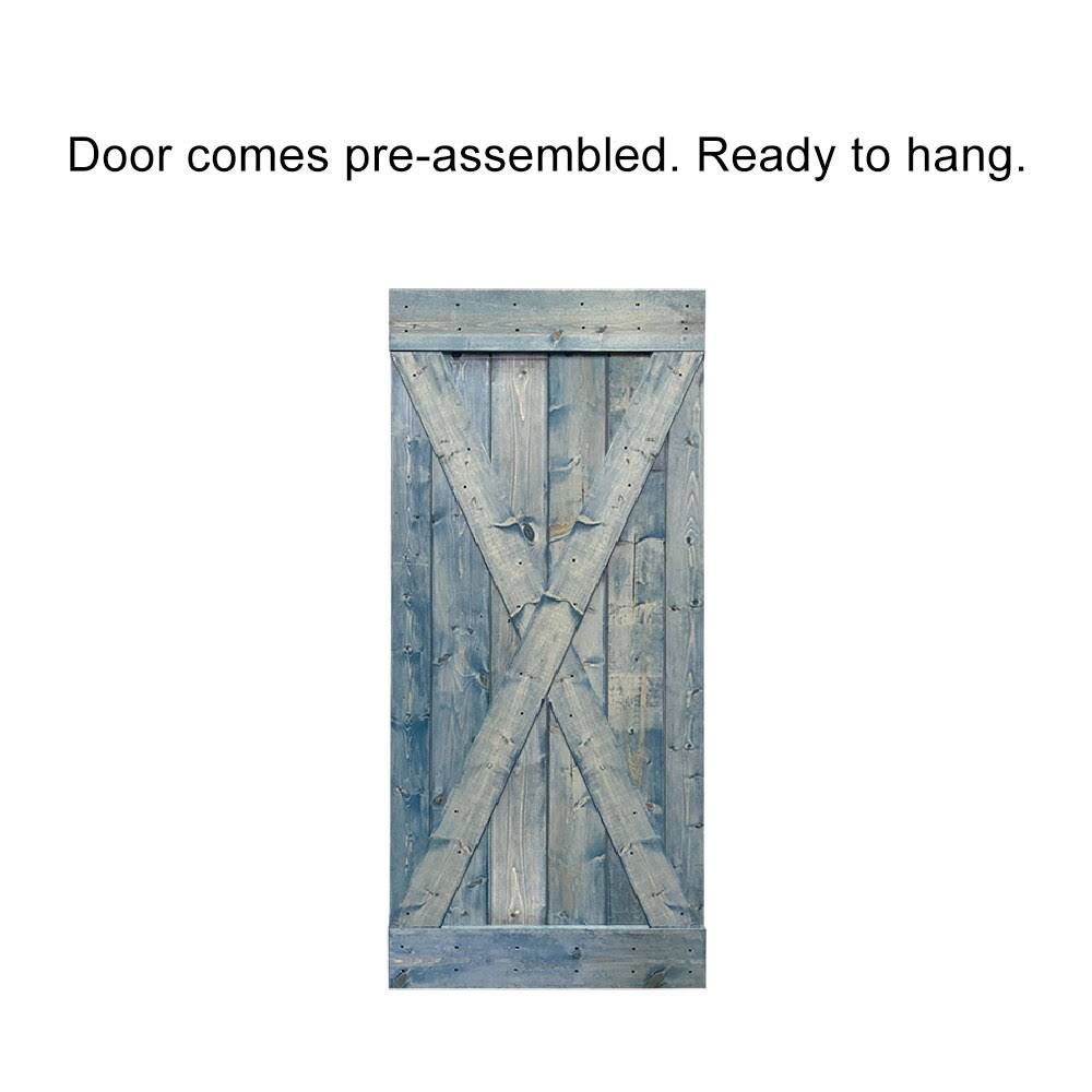 84 in. Walnut Stained Wood Interior Sliding Barn Door with Hardware Kit M772