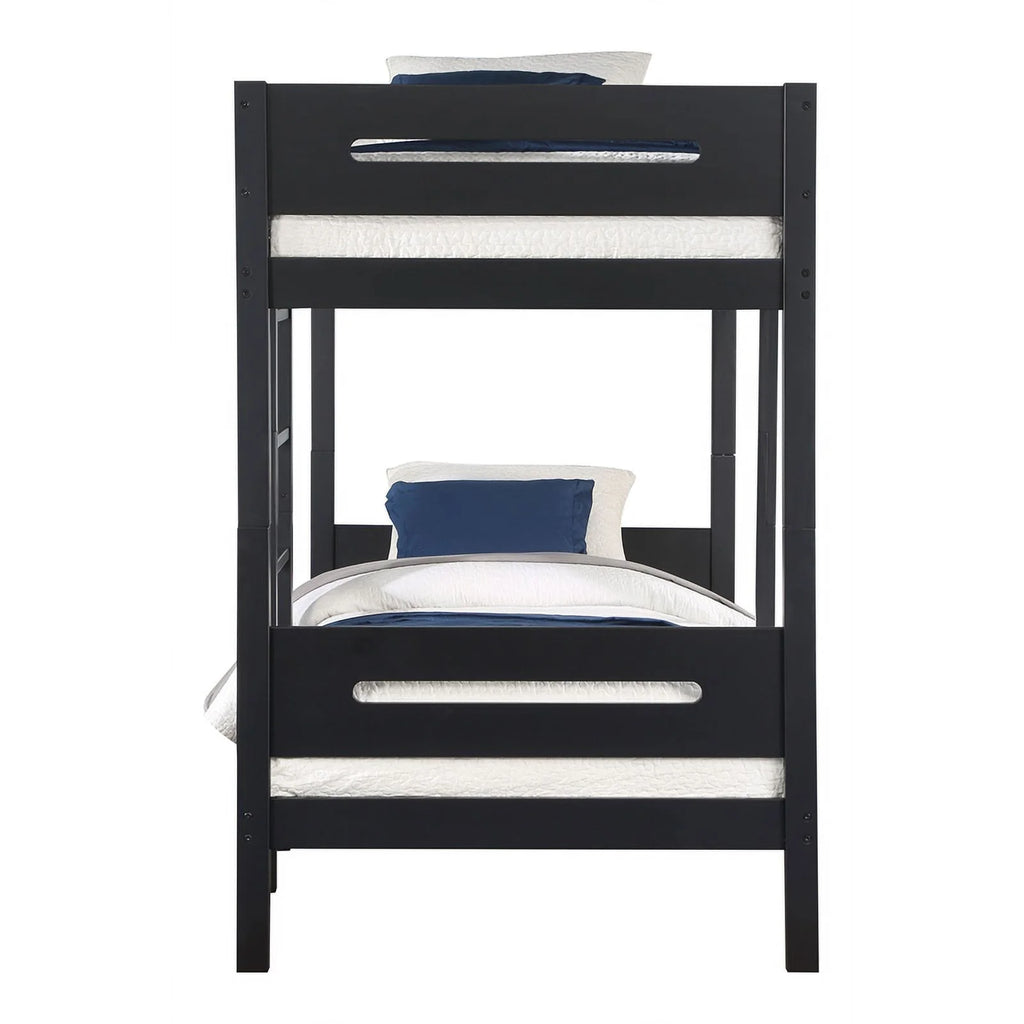 Black Wood Twin over Twin Bunk Bed I8663