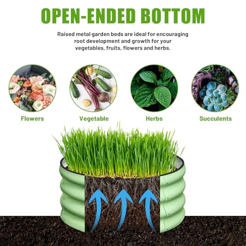 3 Pcs 2x2x1ft Round Galvanized Metal Raised Garden Bed A74348