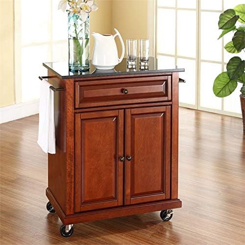 Black Granite Top Cherry Kitchen Cart H965302