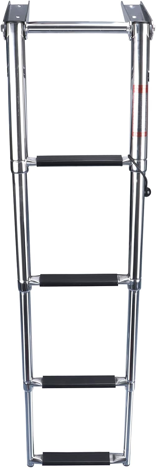 Folding 4 Step Stainless Steel Telescoping Boat Ladder Pack of 2 B9882