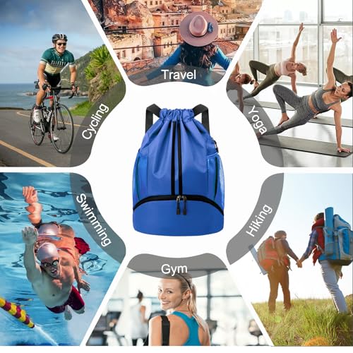 Drawstring Backpack with Shoes Compartment and Wet Proof Pocket S166