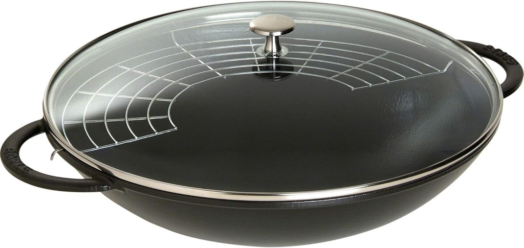 Black Matte Cast Iron Wok H279