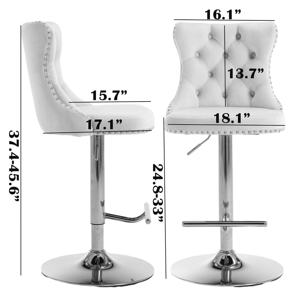 Blue Velvet Swivel Bar Stools with High Back, Set of 2 W8976