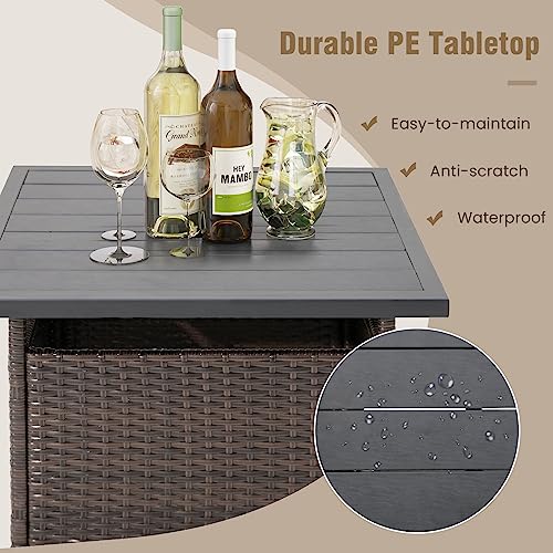 Outdoor Wicker Rattan Coffee Table with Umbrella Insert Hole O46822