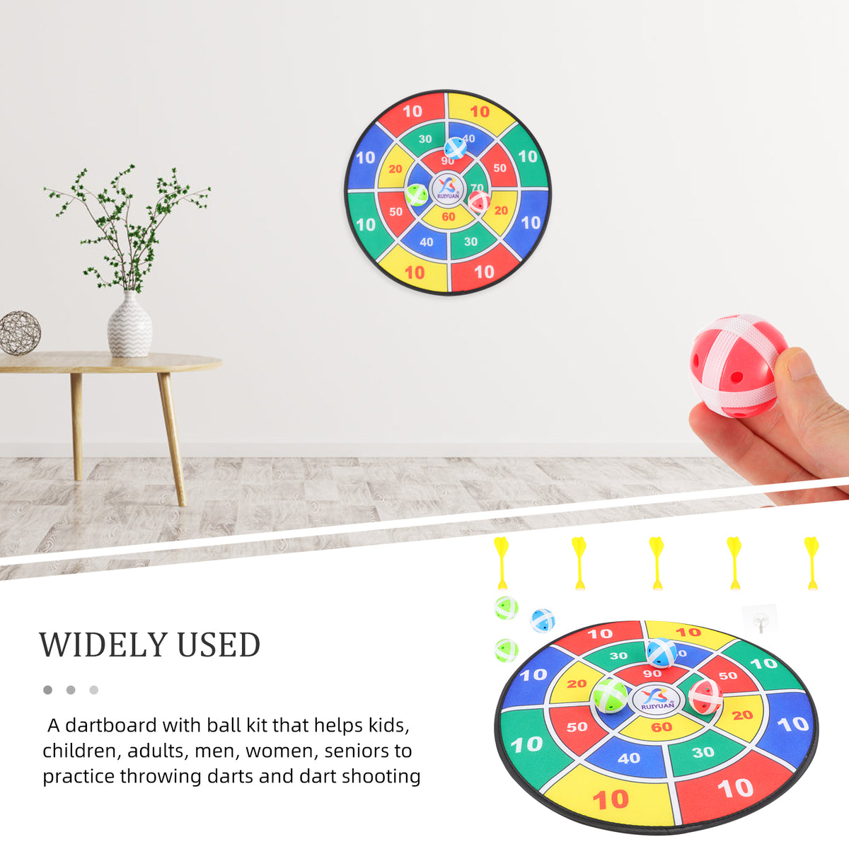 6pcs Sticky Ball and 6pcs Darts Safety Dart Board Toy G560845