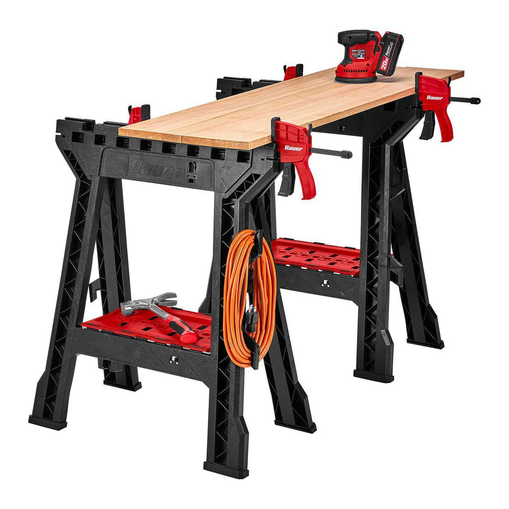 Polypropylene Folding Sawhorse with Bar Clamp, 500 lb. Capacity L1288