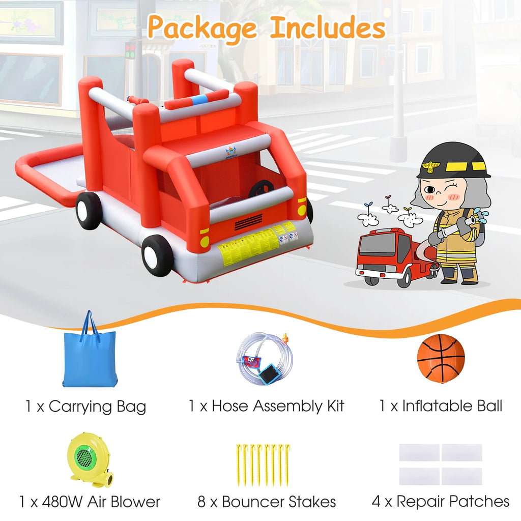 Inflatable Castle Water Park Kids Bounce House with 480W Blower Y81025