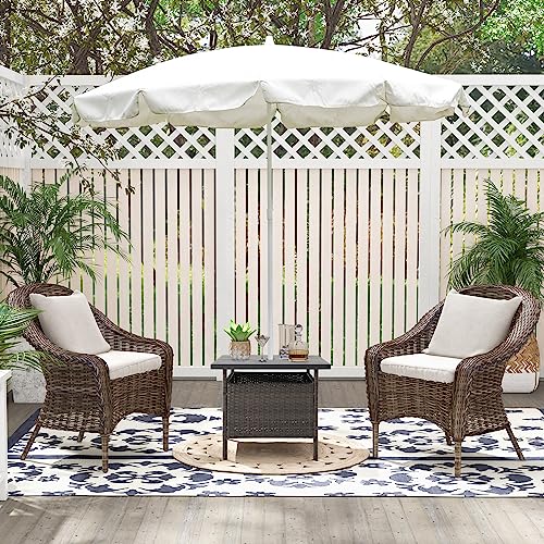 Outdoor Wicker Rattan Coffee Table with Umbrella Insert Hole O46822