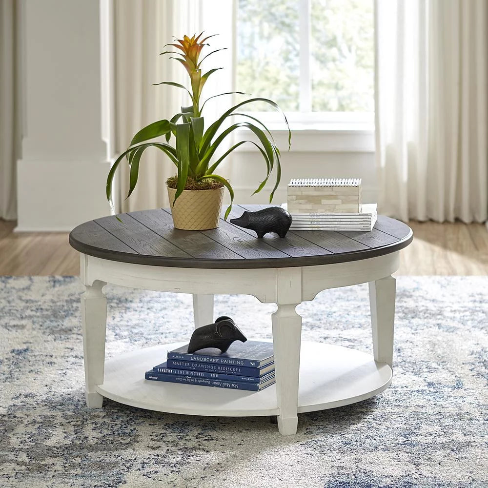 Round Cocktail Table Cottage White U853