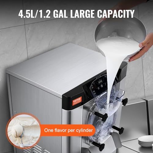Commercial Ice Cream Machine 1400W 20/5.3 Gph Hard Serve Ice Cream Maker with LED Display Screen L362