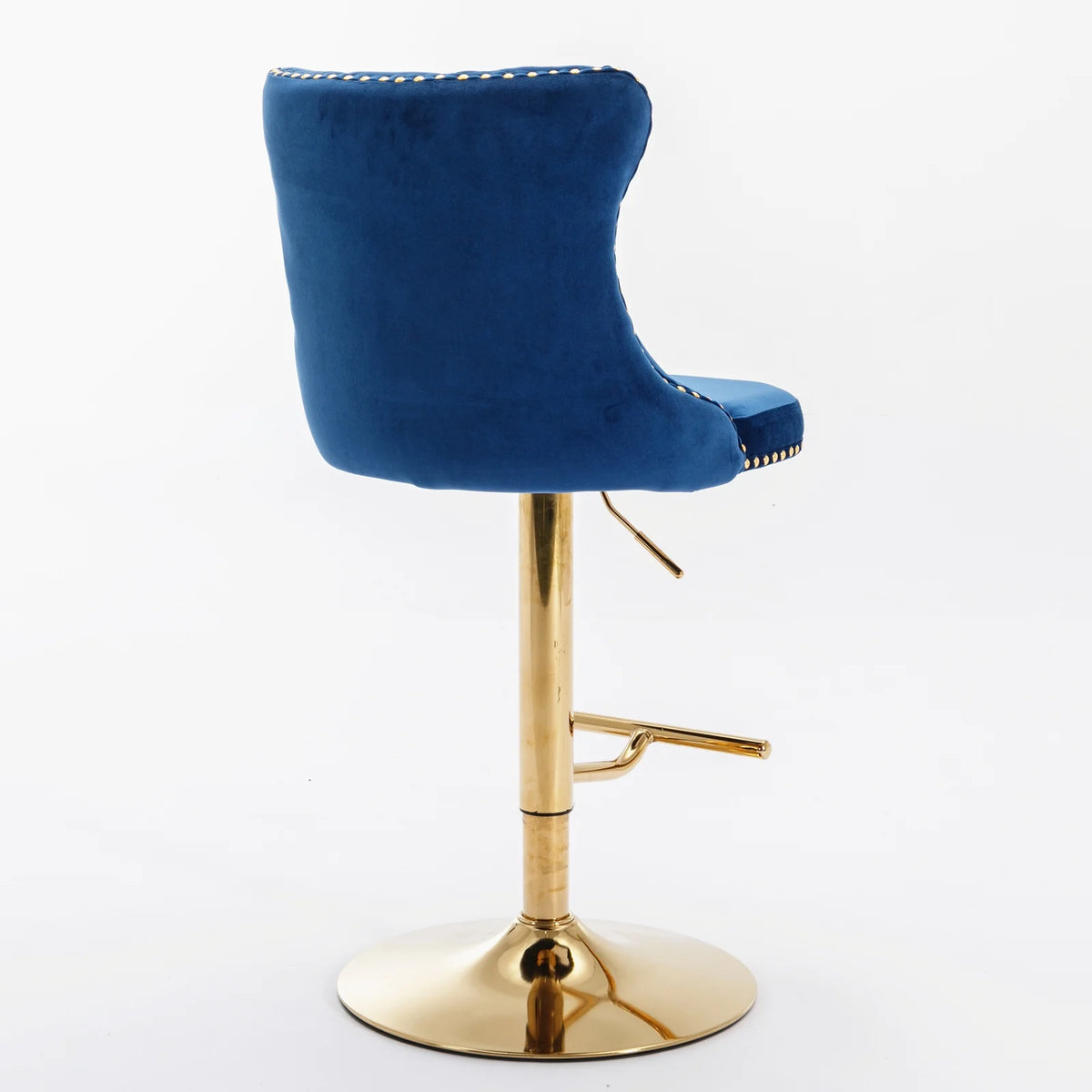 Blue Velvet Swivel Bar Stools with High Back, Set of 2 W8976
