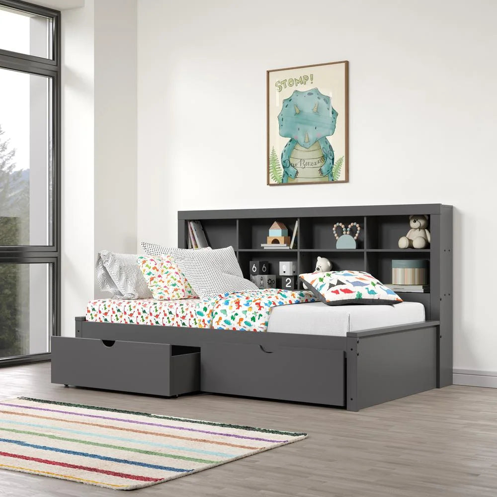 Dark Grey Twin Bookcase Day Bed B579