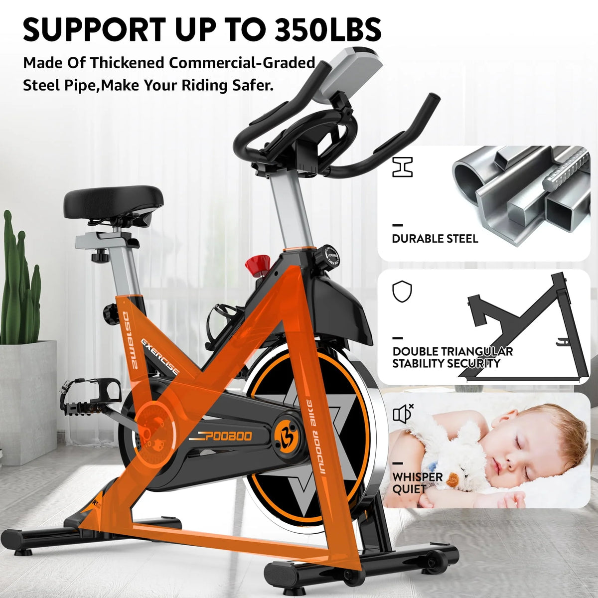 Indoor Cycling Bike Stationary Magnetic Resistance 35lbs Flywheel E5649